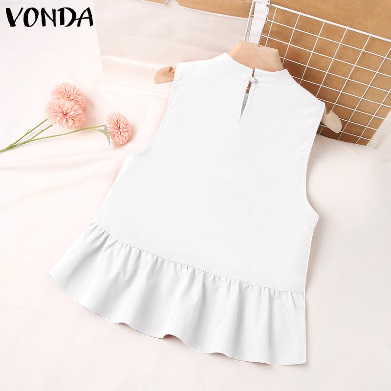 VONDA Summer Sleeveless Splicing Ruffled Tops