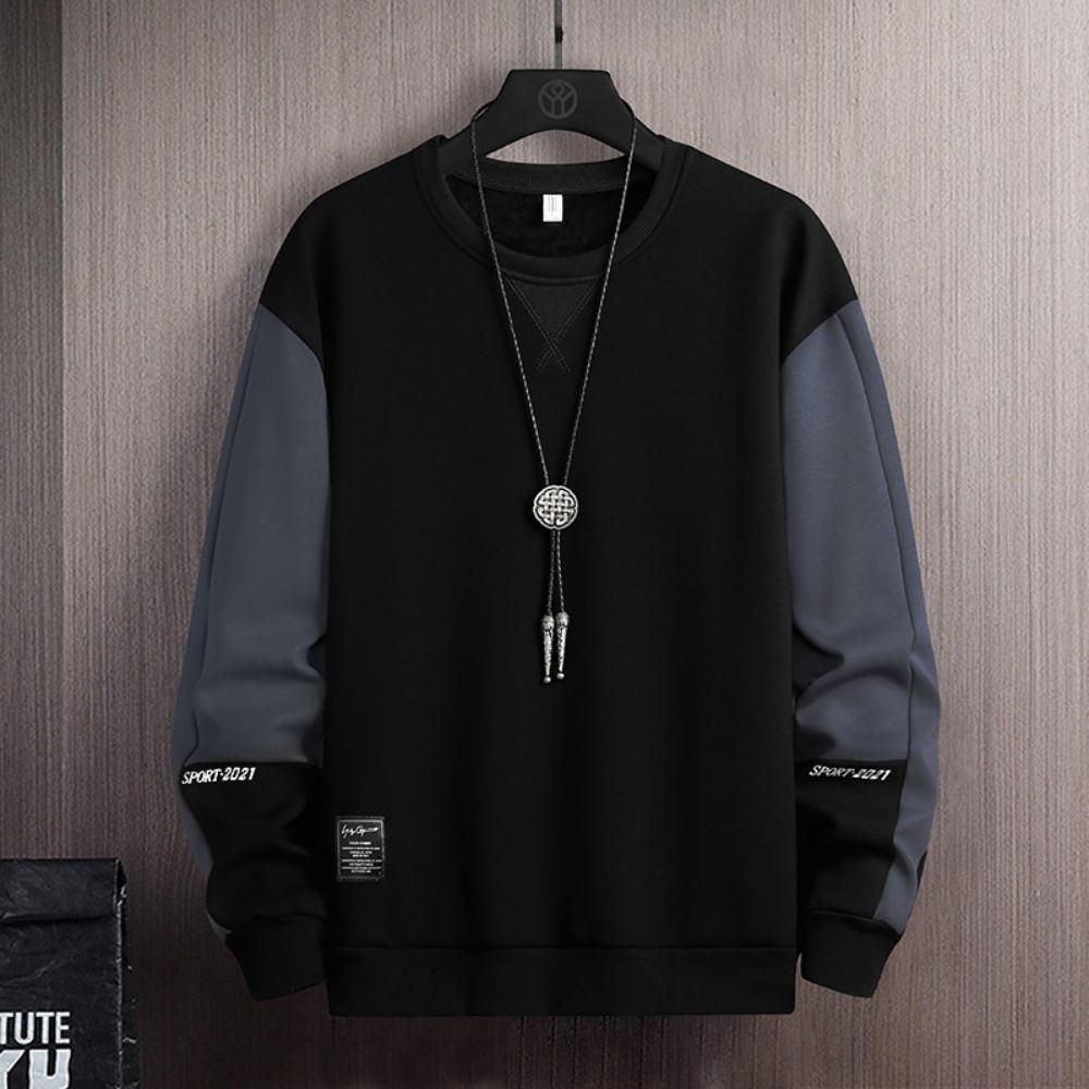 Men's Round Neck Pullovers Male Contrast Color Sweatshirts Outdoor Tops Streetwear Spring Casual Hoodies