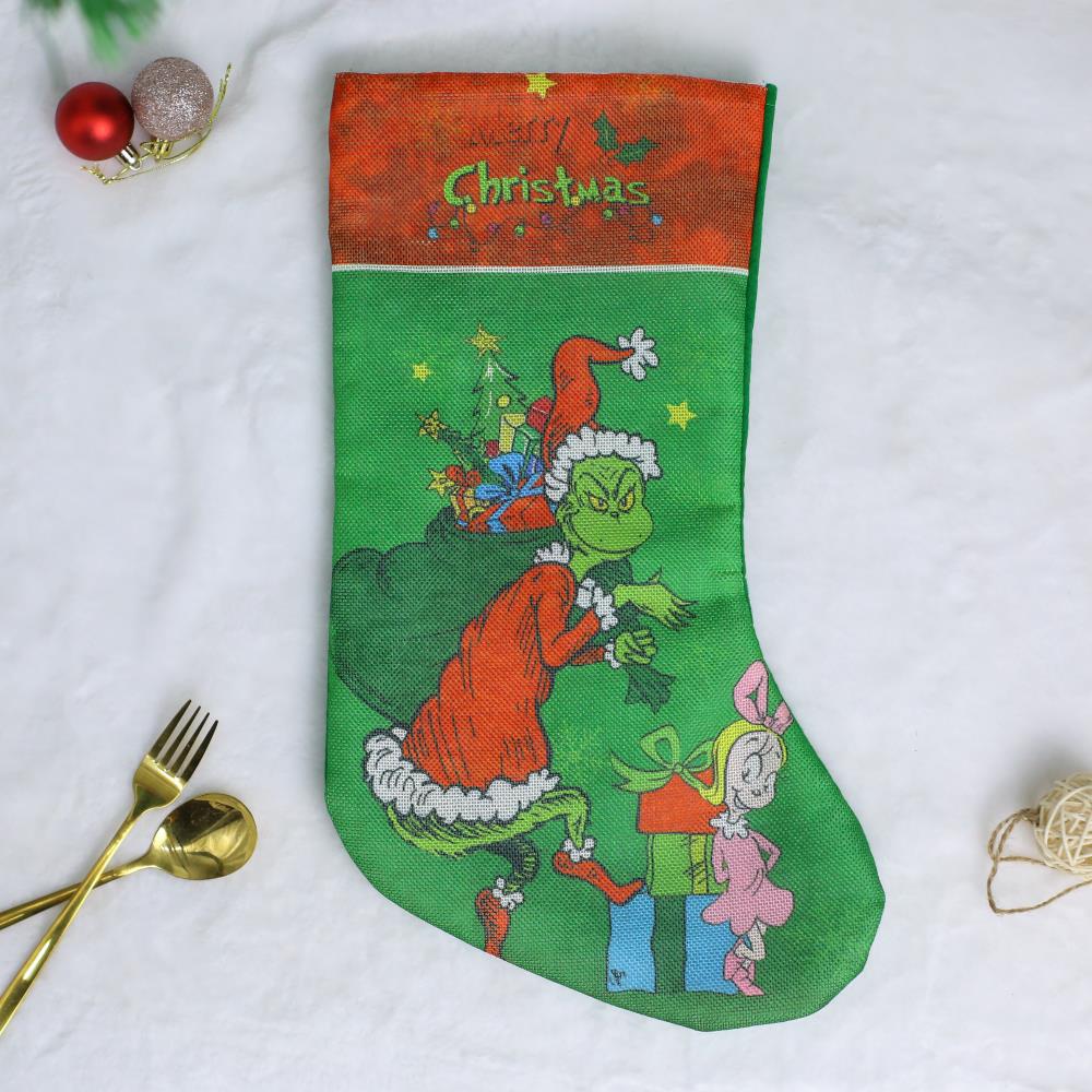 Christmas Stocking,Large Green Christmas Stockings Christmas Decorations For Family Holiday Party Decor