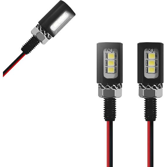 LED License Plate Light, Motorcycle License Plate Light, 2PCS 12V Waterproof Aluminum Housing Assembly, Super Bright White LED Bulb Tag Screw Lamp