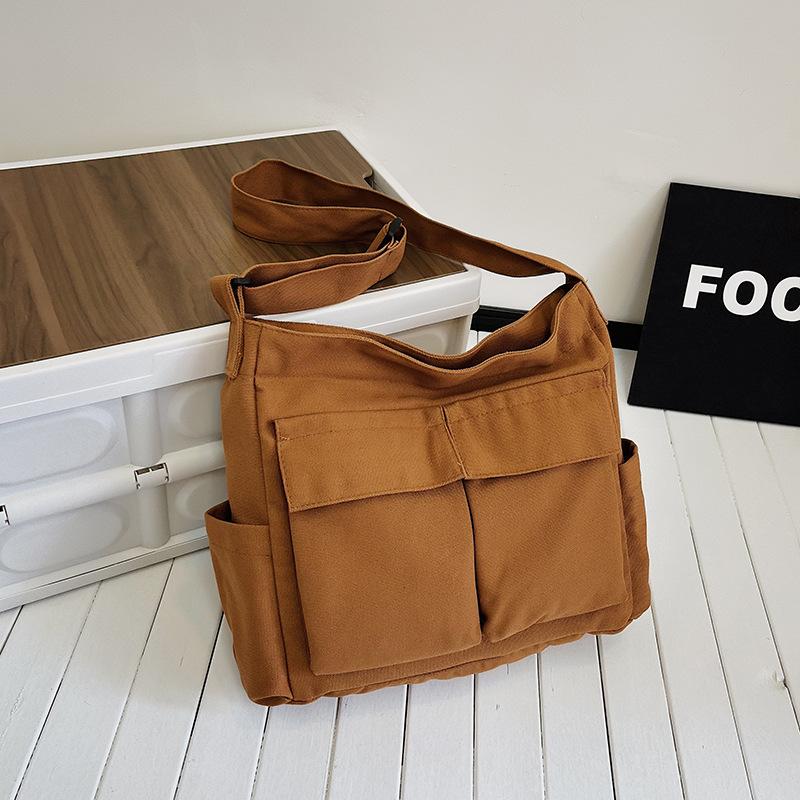 Сумка-мессенджер на одно плечо в стиле инструментальной обработки для мужчин и женщин, холщовая сумка для студентов, школьная сумка, вместительная литературная сумка для отдыха