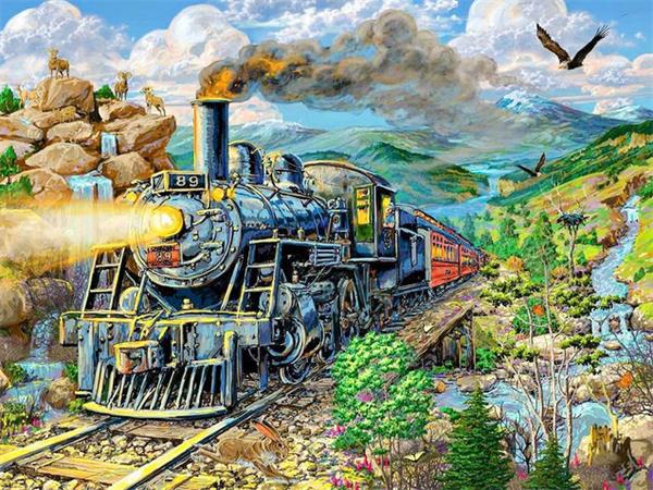 Алмазная живопись поезд полный квадрат круглая вышивка мозаика зимний пейзаж ручная работа настенный декор