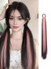 Sweet and Cool Cross Dyed Ponytail, Dark Brown and Pink Straight Hair, Synthetic Wig Ponytail, Suitable for Women's Daily Wear