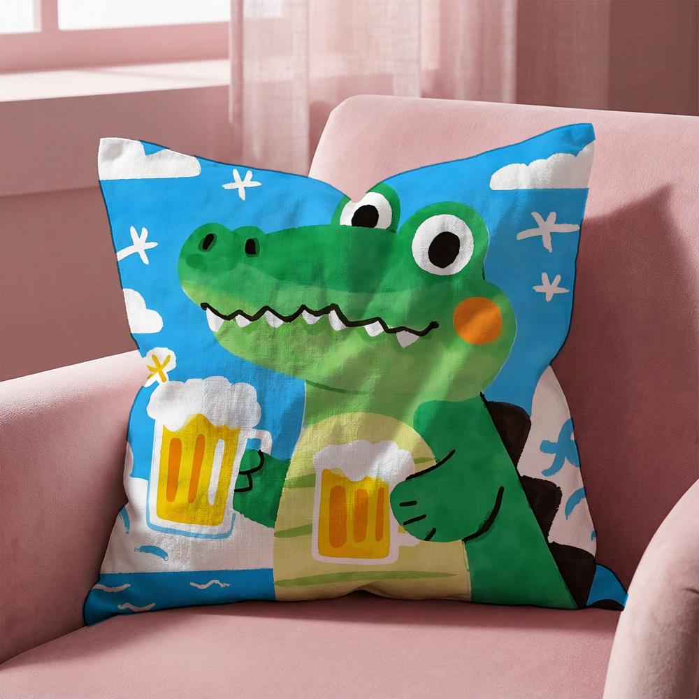 Animal cute crocodile Cushion Cover MultiScene Pillow Cover for Home Car Reversible Soft Durable for Daily Use
