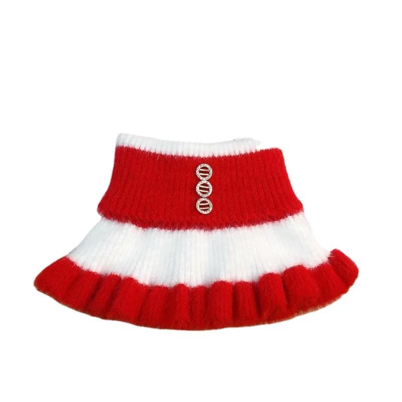 2025 New Knitted Stripe Lapel Collar Warmth Neck Cover for Women Thickened Imitation Mink Velvet Fake Collar Neck Scarf