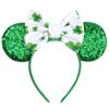 Модная повязка на голову с ушками мышки с блестками на День Святого Патрика, с пайетками, бант для волос, фестивальная повязка для волос, вечеринка, DIY аксессуары для волос, женская