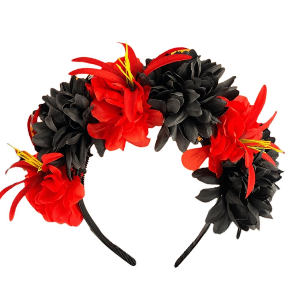 Bright Artificial Marigold Flower Headband Vivid Faux Marigold Floral Headpiece Holiday Gathering
