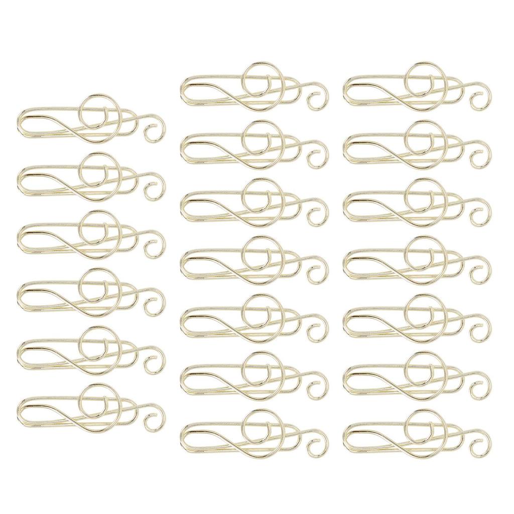 20Pcs Musical Note Paperclip Music Binder Shape Creativity Modeling Metal Craft SuppliesGold