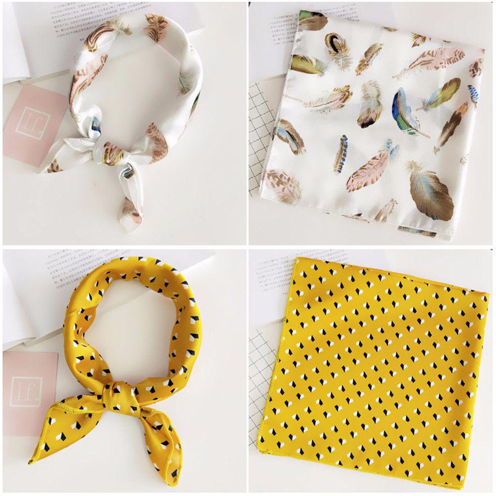 Fashion Small Vintage Women Square Scarf Head Neck Silk Feel Satin Hair Tie Band