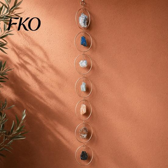 7 Chakra Stone Wall Ornament Faux Crystal Hanging Decoration, Handmade Ornament, Home Natural Healing Window Decor for