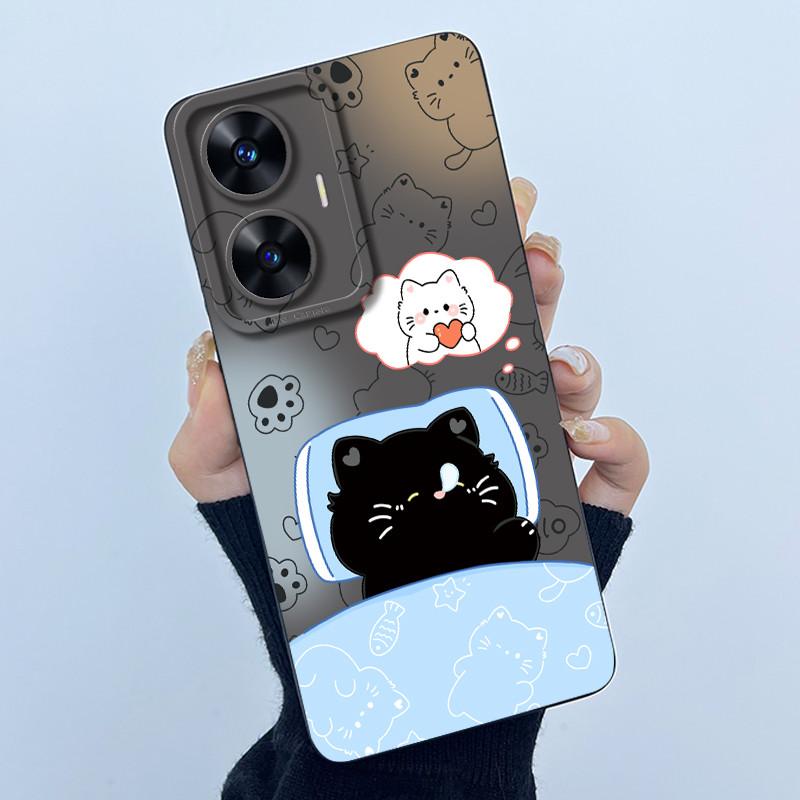 Чехол для Realme C55 NFC Realme C55 4G Narzo N55 2023 Телефон Чехол Милый Панда Сладкие Девочки Кошки Мягкий Силикон Ударопрочный Чехол