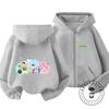 Vintage Wash Pikmin Cartoon Zip Hoodie Children 3-14 Years Retro 2026 Kawaii Outdoor Hooded Sweatshirt Play