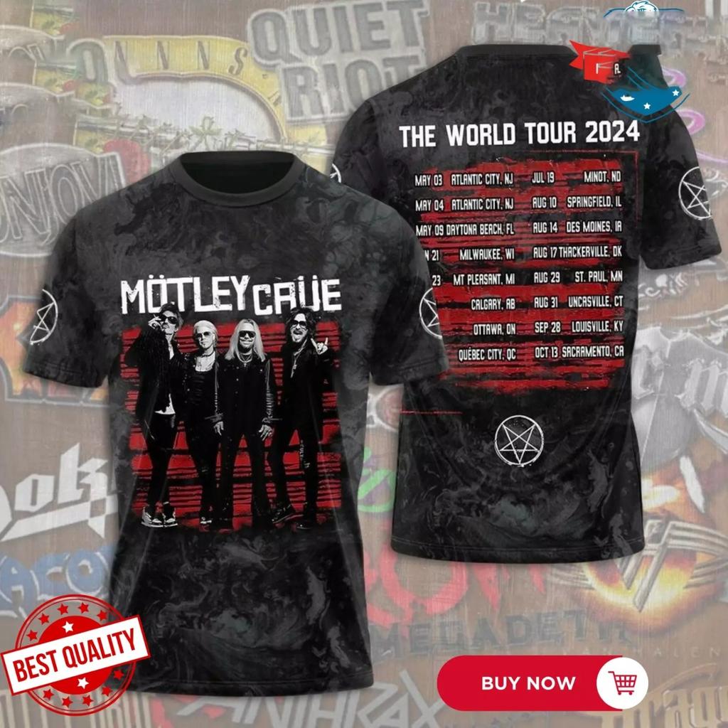 Motley Crue The World Tour 2026 3D T-Shirt New For Fan S-5XL (AOP)