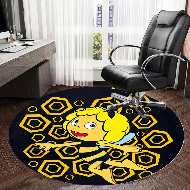 1pc Bee Character Artwork Round carpet, Made of Polyester,Perfect for Decorating Office Chairs, Living Rooms,Vibrant Decorative Rug