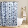 Синяя классическая занавеска для душа с цветочным садом, тканевый цветочный принт, синяя занавеска для душа Leah, элегантный цветочный декор для ванной комнаты