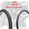 24 26 Inch Mountain Bike Tire + 1 Inner Tube 24x1.95 26x1.95 MTB Tyres All-Terrain Anti-Slip Bicycle Rubber Outer Tire 2PCS Set