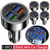 1-5 шт. 40 Вт мини-автомобильное зарядное устройство 6 портов USB зарядное устройство для телефона быстрая зарядка PD Usb Type C QC3.0 адаптер прикуривателя для Huawei