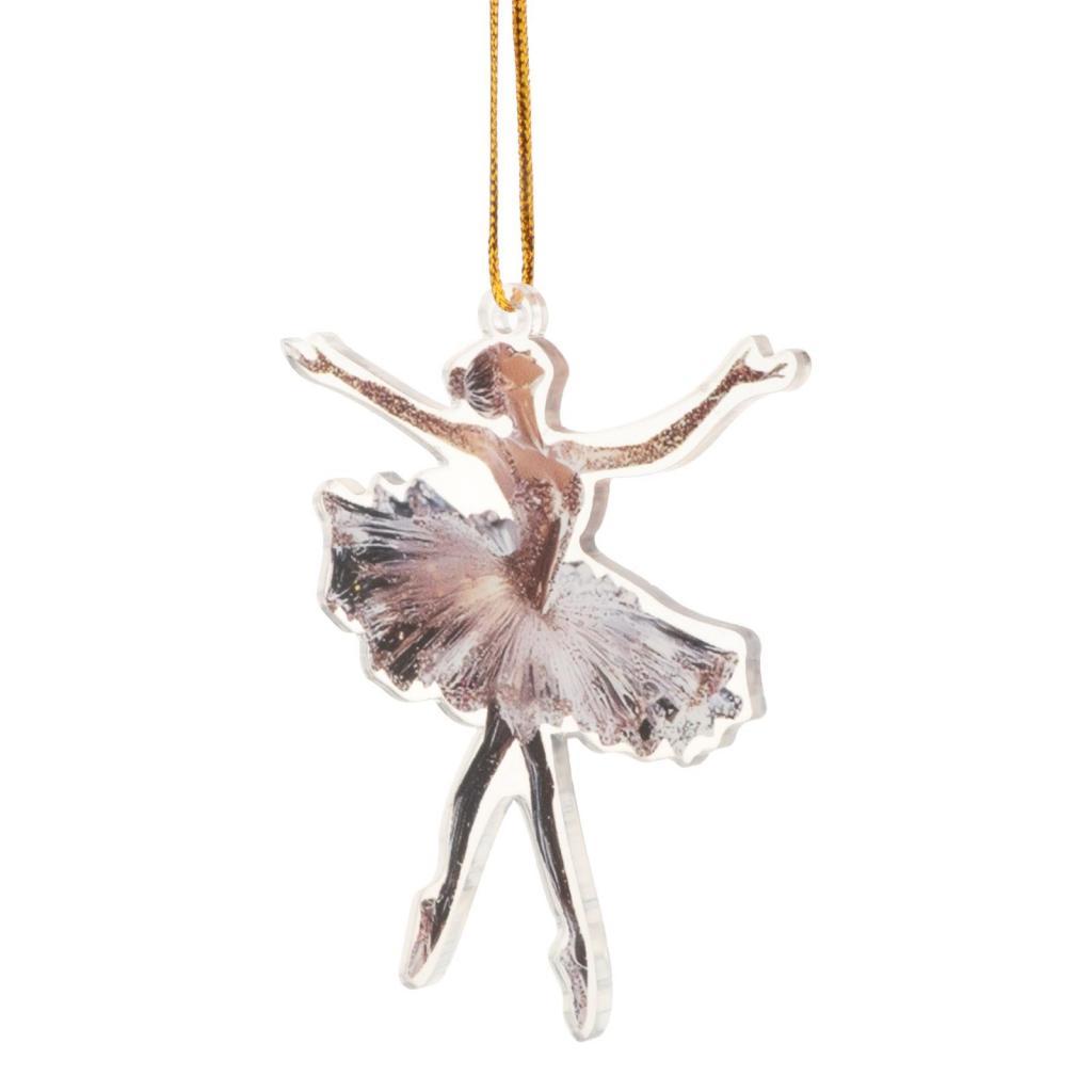 2D Glittering Ballerina Decorative Bauble Christmas Tree Decoration Hanging Ornament