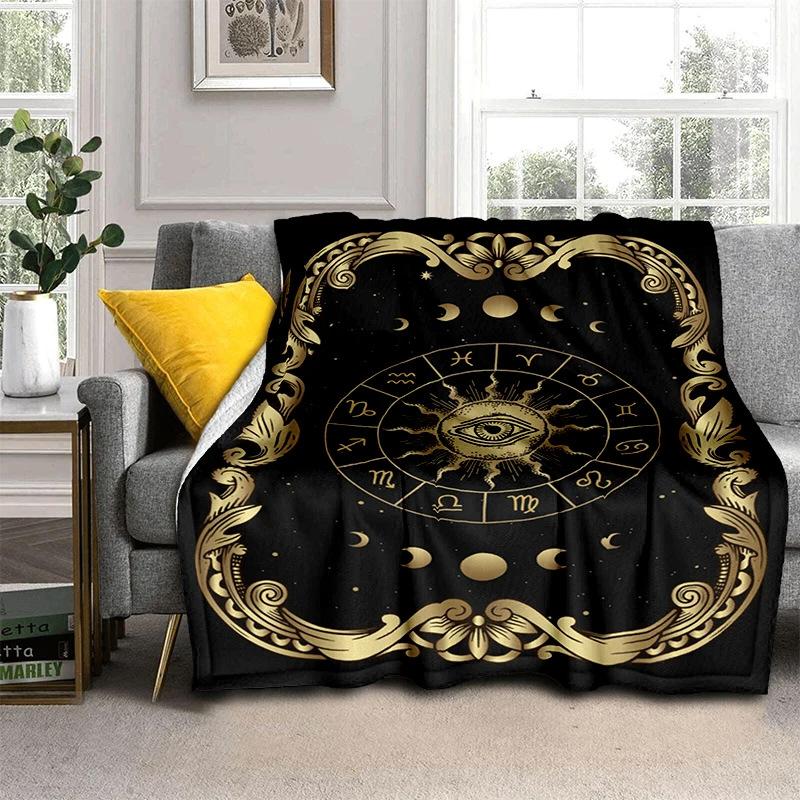 Druid Yggdrasil Tree Blanket Night Silhouette Gothic Logo Flannel Blanket