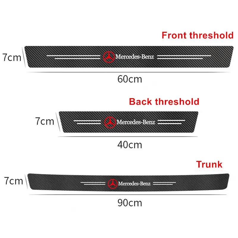 WAK3 1/4/5Pcs Carbon Fiber Car Door Sill Protector Stickers For Mercedes Benz CLS A200 GLK CLK A260 GLC Interior Mouldings MKTTZ-BENN