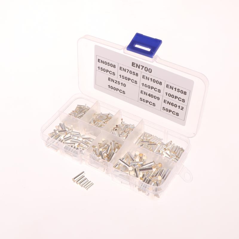 700 шт. Смешанный размер Неизолированные кабельные гильзы Голый клеммник Трубчатые наконечники для проводов Простые для соединения проводов Обжим штифтом