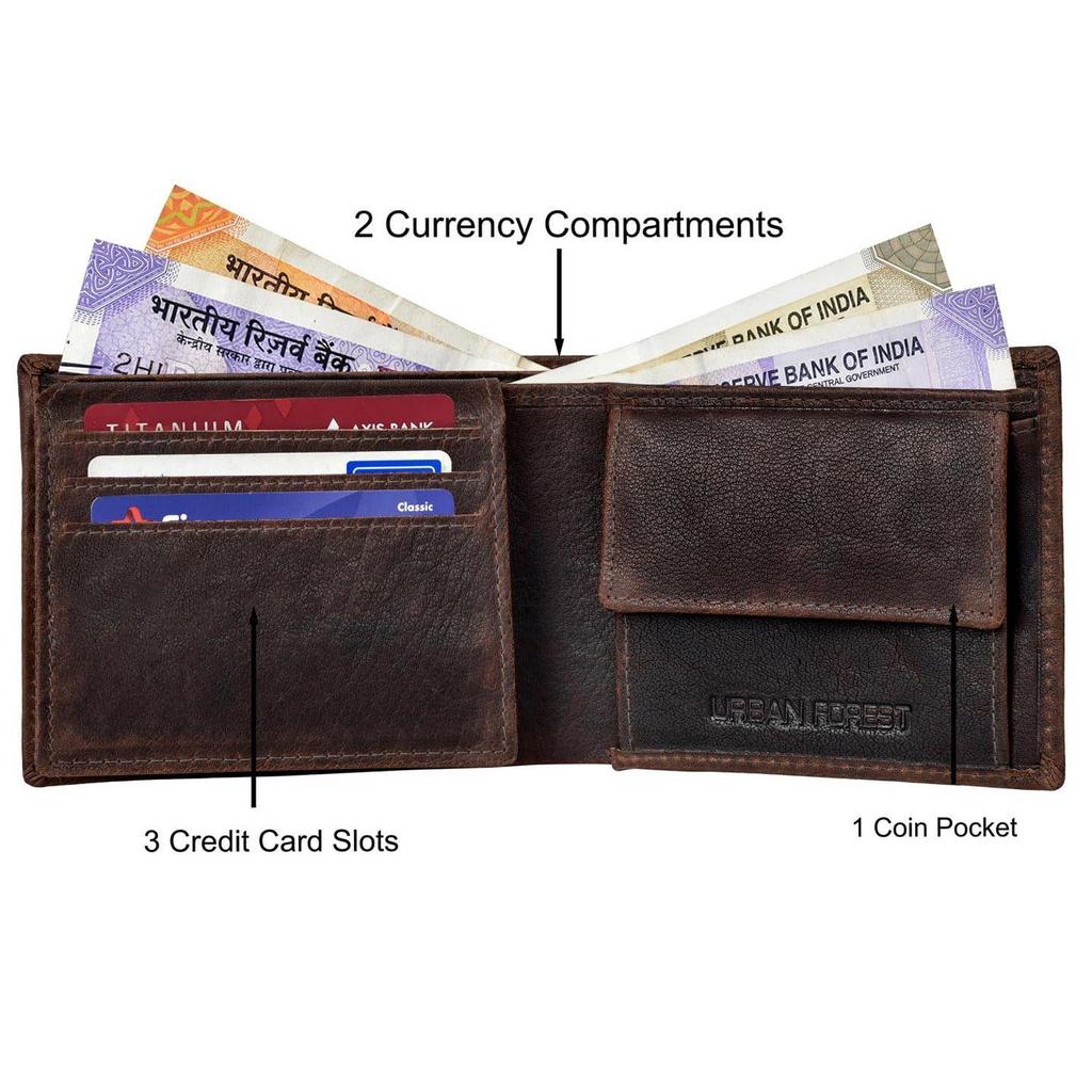 Кошелек из атласной коричневой кожи для мужчин