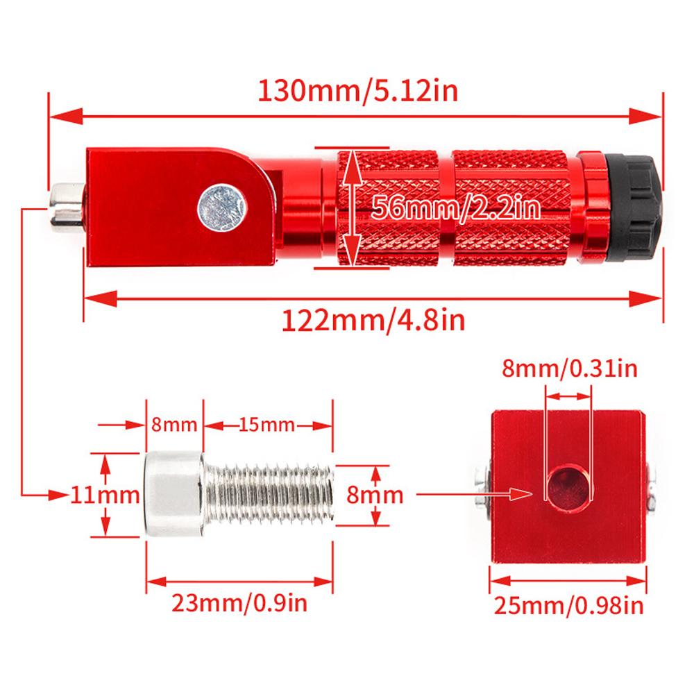 1 Pair Motorcycle Pedal Foladable Footrests 8mm Universal Aluminum Foot Pegs for Motorcycle Scooters Bicycle Electric
