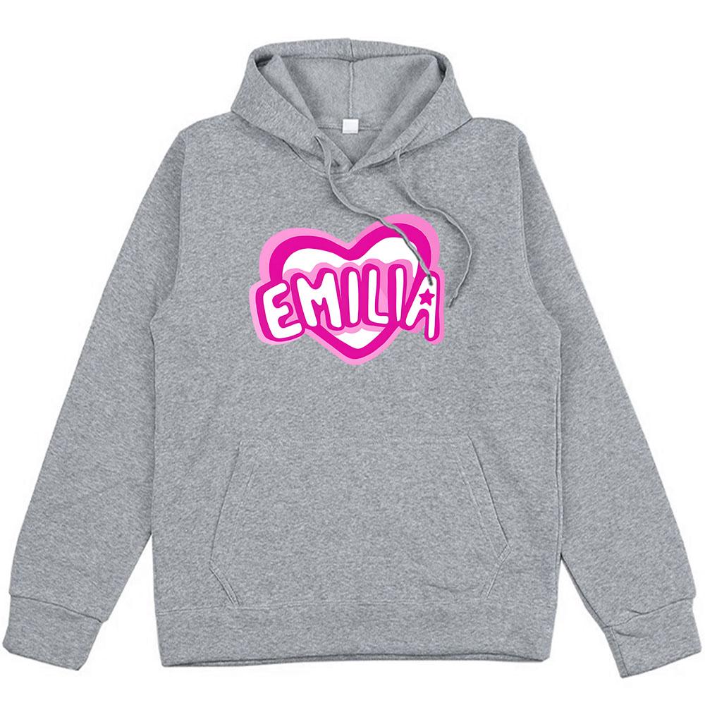 Pink Heart Emilia Mernes Hoodies Streetwear Men Winter Sweatshirts Sudaderas Hombre Long Sleeve Hooded Pullovers Boy
