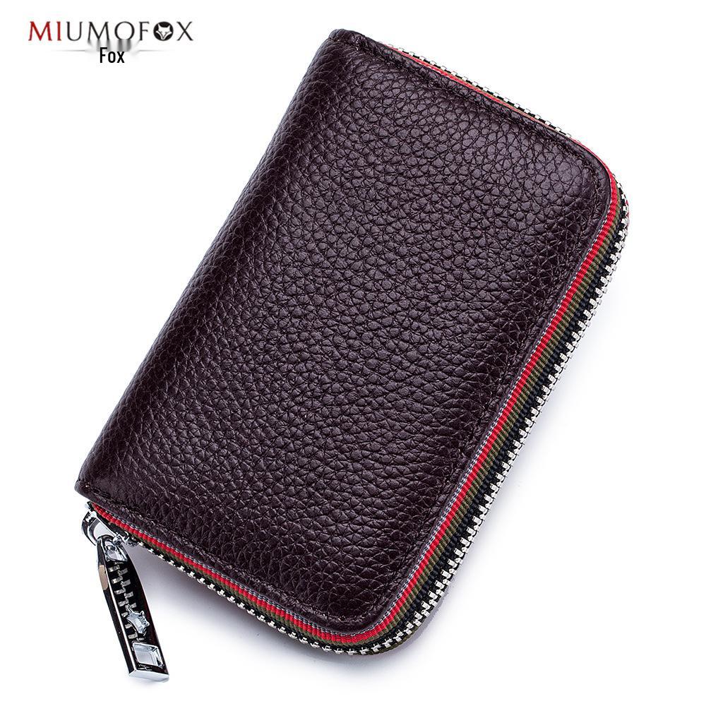 МодныйRFID-кошелек-гармошка из коровьей кожи с молнией для женщин и мужчин