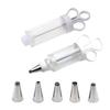 Dessert Cream Piping Syringe Nozzles Kits Dessert Decorating Syringe Cupcake Frosting Filling Injector with 5 Nozzles