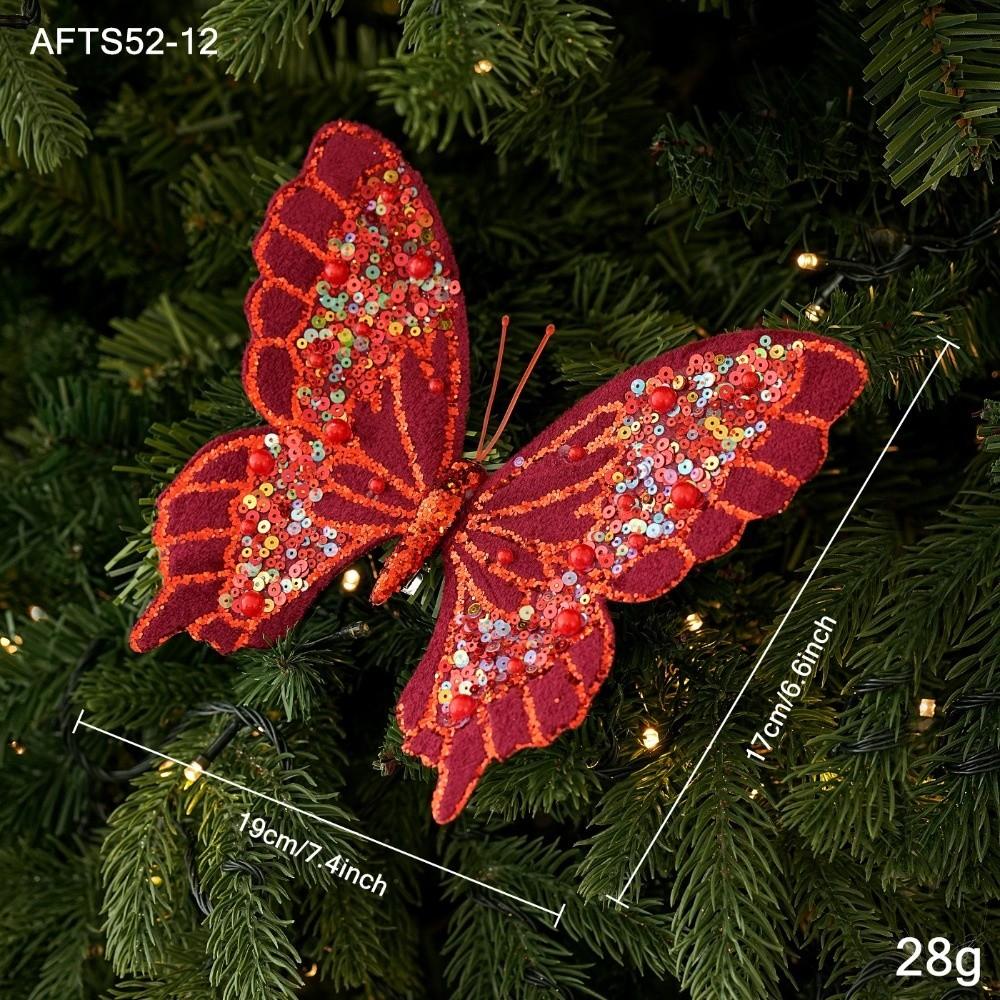 Fabric Butterfly Ornament Sequin Bead Party Decor New Xmas Hanger Xmas Tree