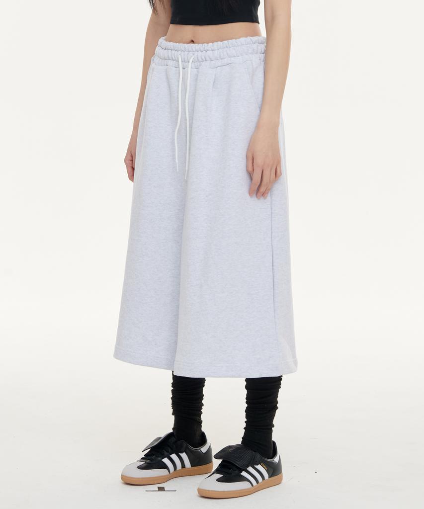RAW LAB Super Wide Baggy Fit Cropped Bermuda Shorts - Melange Grey