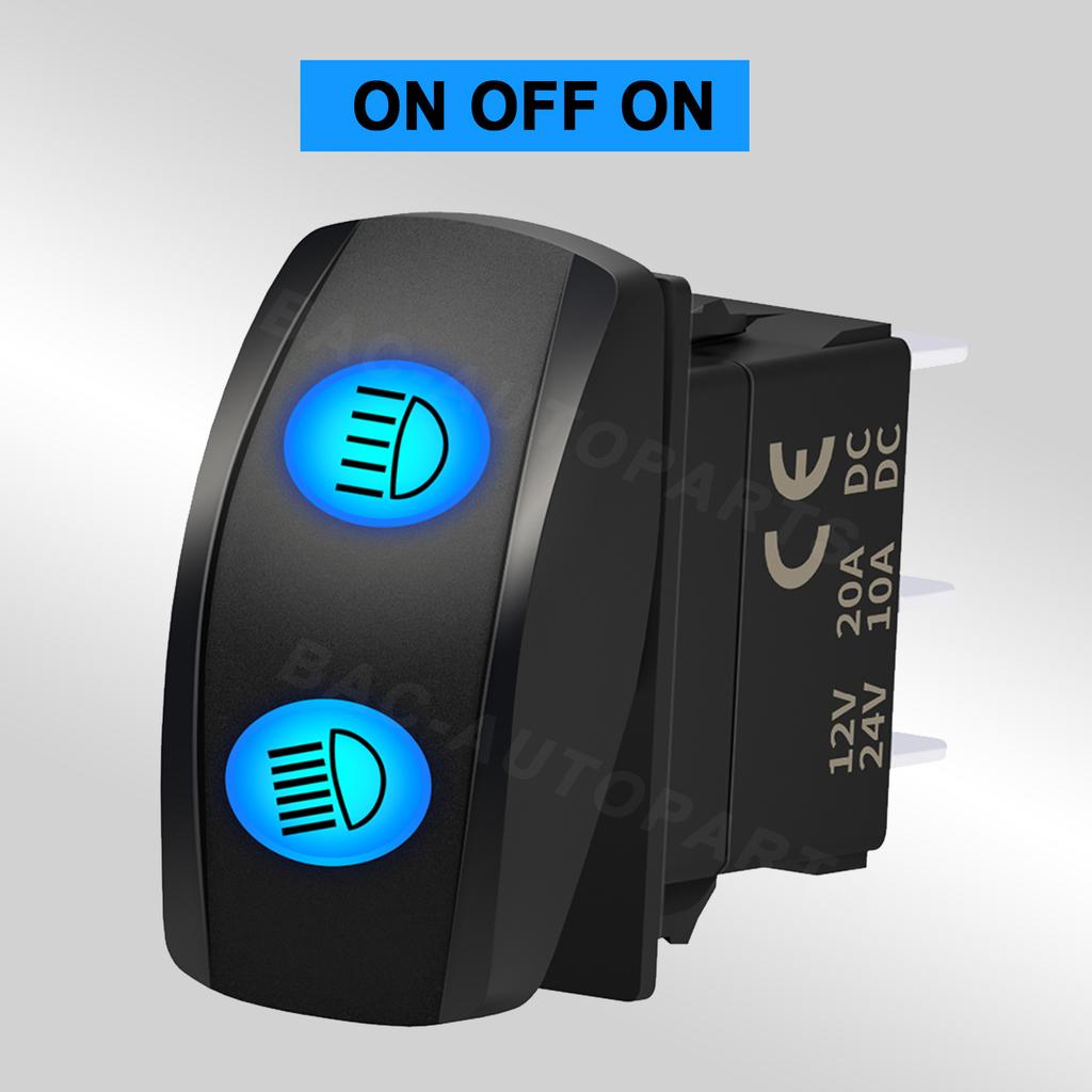 12V 24V Blue LED Rocker Switch DPDT 3 Position Momentary Latching 10 Pin Waterproof for Winch Wiper Trim Tabs Car Marine Boat RV Battery Switches5