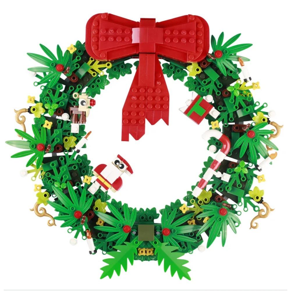 MOC City Christmas Building Blocks Figure Elk Sleigh Tree Garland Cape Coat Fireplace Candy Cane Snack Stand DIY Gift Toys K032