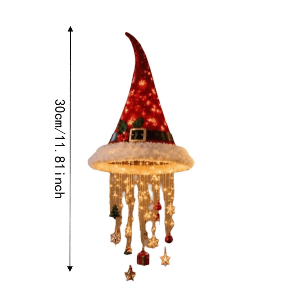 Hanging Christmas Hat Ornament Iron Hanging Wind Chime New Illuminated Ornament Home Doorway Decor