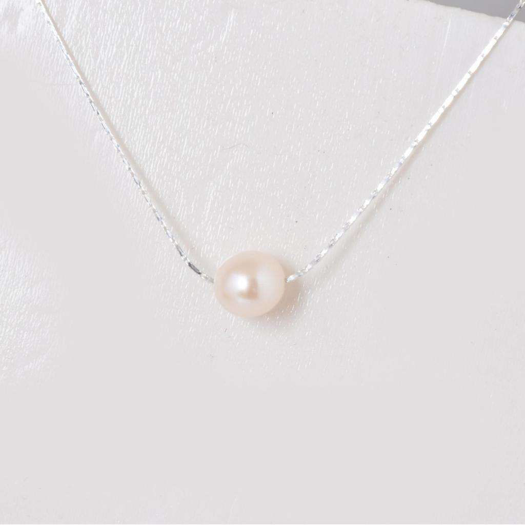 Изысканная подвеска из пресноводного жемчуга на колье-цепочке «змейка» из стерлингового серебра S925