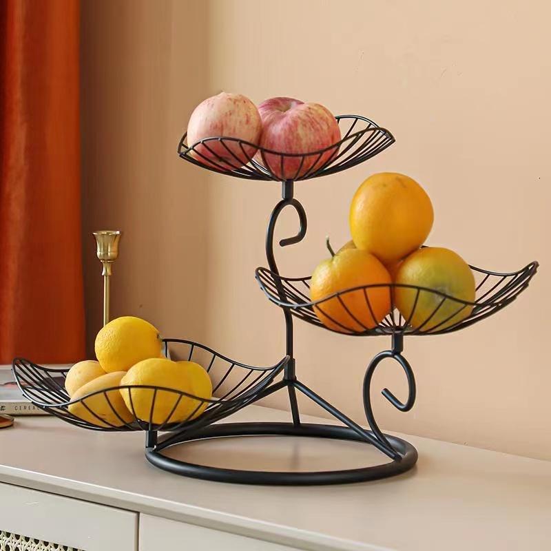 Iron Fruit Plate Living Room Home Fruit Plate Candy Bowls Nordic Three-layer Snack Shelf Rack Geometric Multi-layer Fruit Plate Basket Snacks Tray
