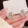Серебряная Игла Корейская Мода Серьги с Индивидуальностью Полностью Алмазные Серьги-Банты Хрустальные Серьги Серьги с Дизайном Характера