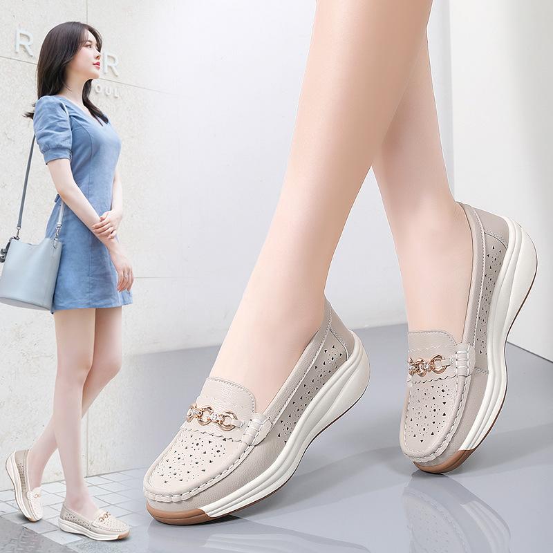 Летние новые мокасины на полой платформе женские с круглым носком спортивные повседневные туфли-лодочки Zapatos Mujer 2024 туфли на танкетке мокасины