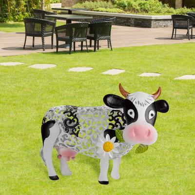 Садовый светильник Yousheng Cow на солнечной батарее, полая конструкция, IP45, водонепроницаемый, меняющий цвет, металлический декоративный светильник, светодиодная статуэтка коровы