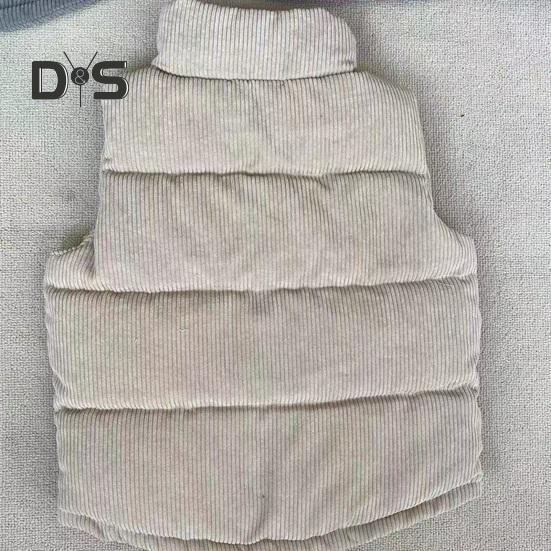 Детское зимнее пальто унисекс, толстый жилет без рукавов, застежка на молнию и пуговицы, с подкладкой, однотонный отложной воротник, спортивная повседневная жилетка, пальто