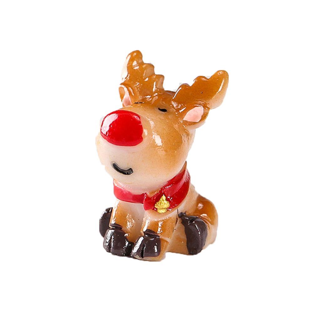 Resin Figurines Christmas Tree Snowman Miniatures Gift Box Mini Castle Xmas House Dollhouse Decor Micro Landscape