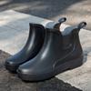 New Women's Short Tube Flat Bottomed Rain Shoes Seasonal Women's Water Shoes Winter Cotton Insulation Outdoor Rain Rubber Shoes