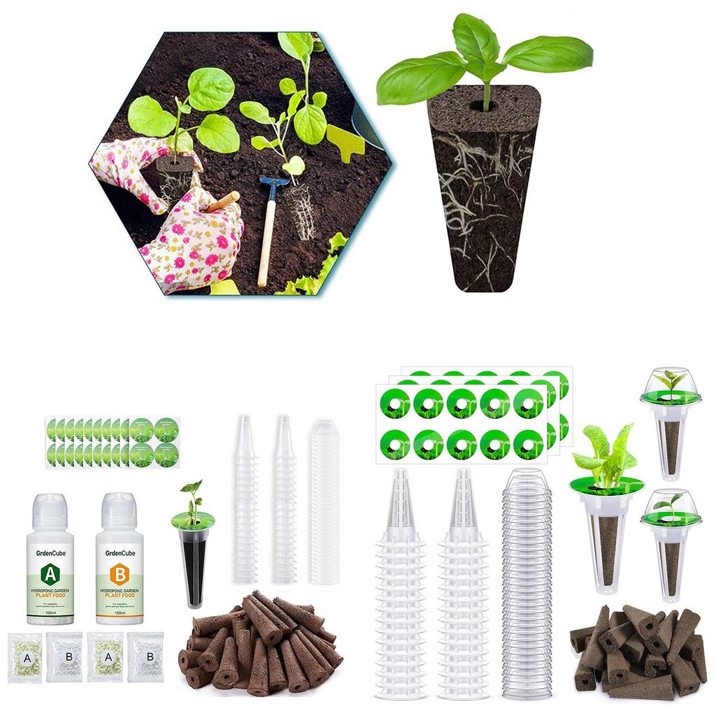 Hydroponic Garden Accessories Pod Kits Including Grow Baskets Clear Insulation Lids Plant Grow Sponges Labels for Seed