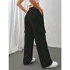 Женские осенне-зимние однотонные повседневные прямые широкие брюки