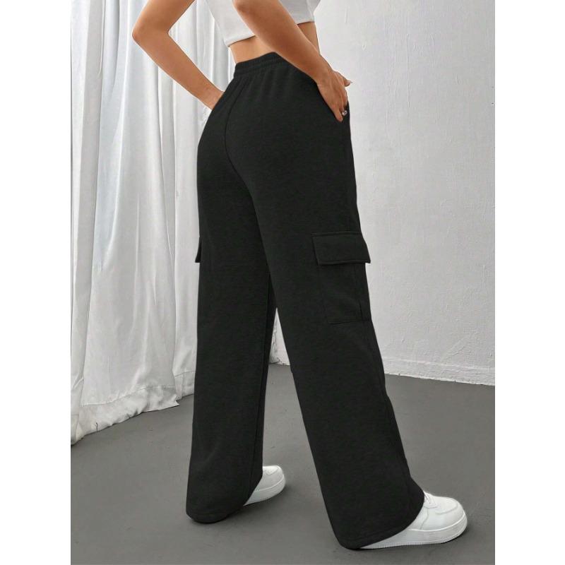 Женские осенне-зимние однотонные повседневные прямые широкие брюки