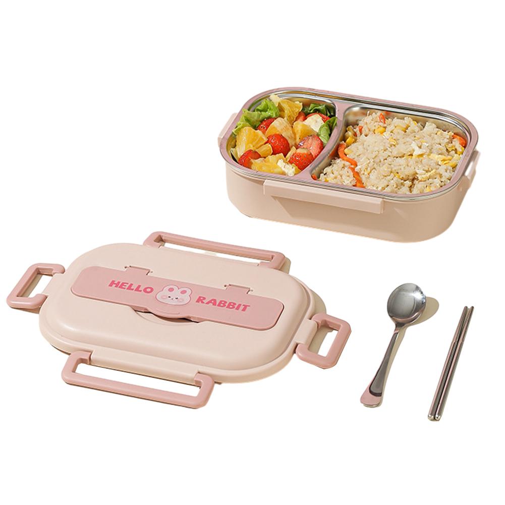 Stainless Steel Bento Box Microwave Safe 850/1500ml Leakproof Sealed Food Container Easy To Clean Rabbit 2/4/5 Grids for Lunch