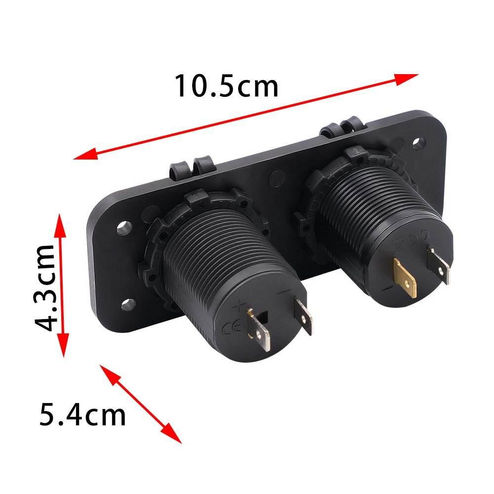 Панель с 2 отверстиями, 4,2 А, два порта USB, зарядное устройство, розетка 12 В/24 В, розетка для автомобиля, мотоцикла, лодки, морской квадроцикл, автофургон