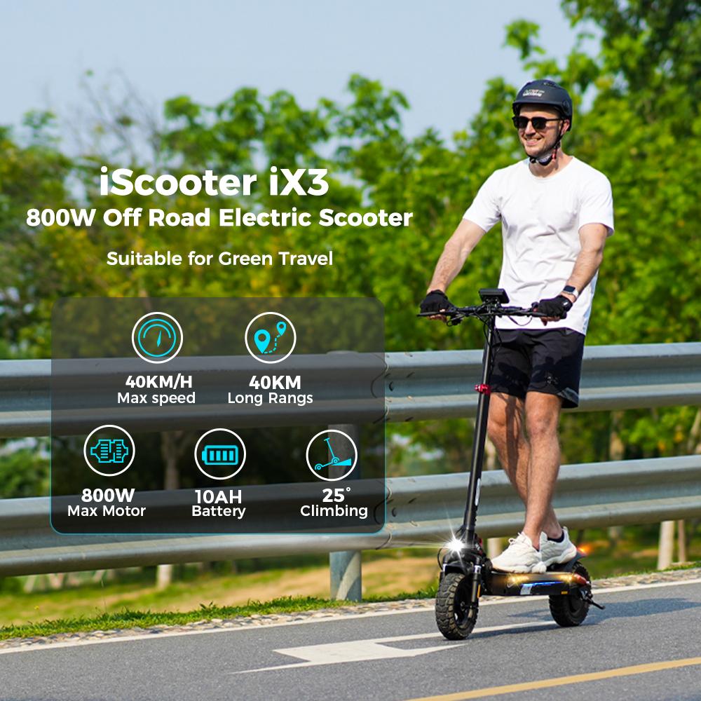 Электросамокат Складной iScooter 10" Мотор 800 Вт 48 В 10 Ач Макс. Дальность 40 км Нагрузка 120 кг Черный ix3