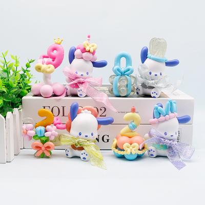 Новая серия Pochacco с воздушными шарами Фигурка Аниме Действия Украшение для вечеринки Коллекция Игрушки Подарки на день рождения Круглая Сенсорная Сжимаемая Прыгучая Прочная Эластичная